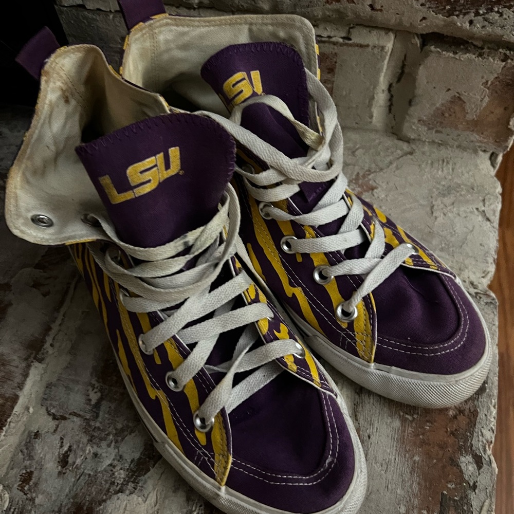LSU Purple and Yellow High-Top Sneakers